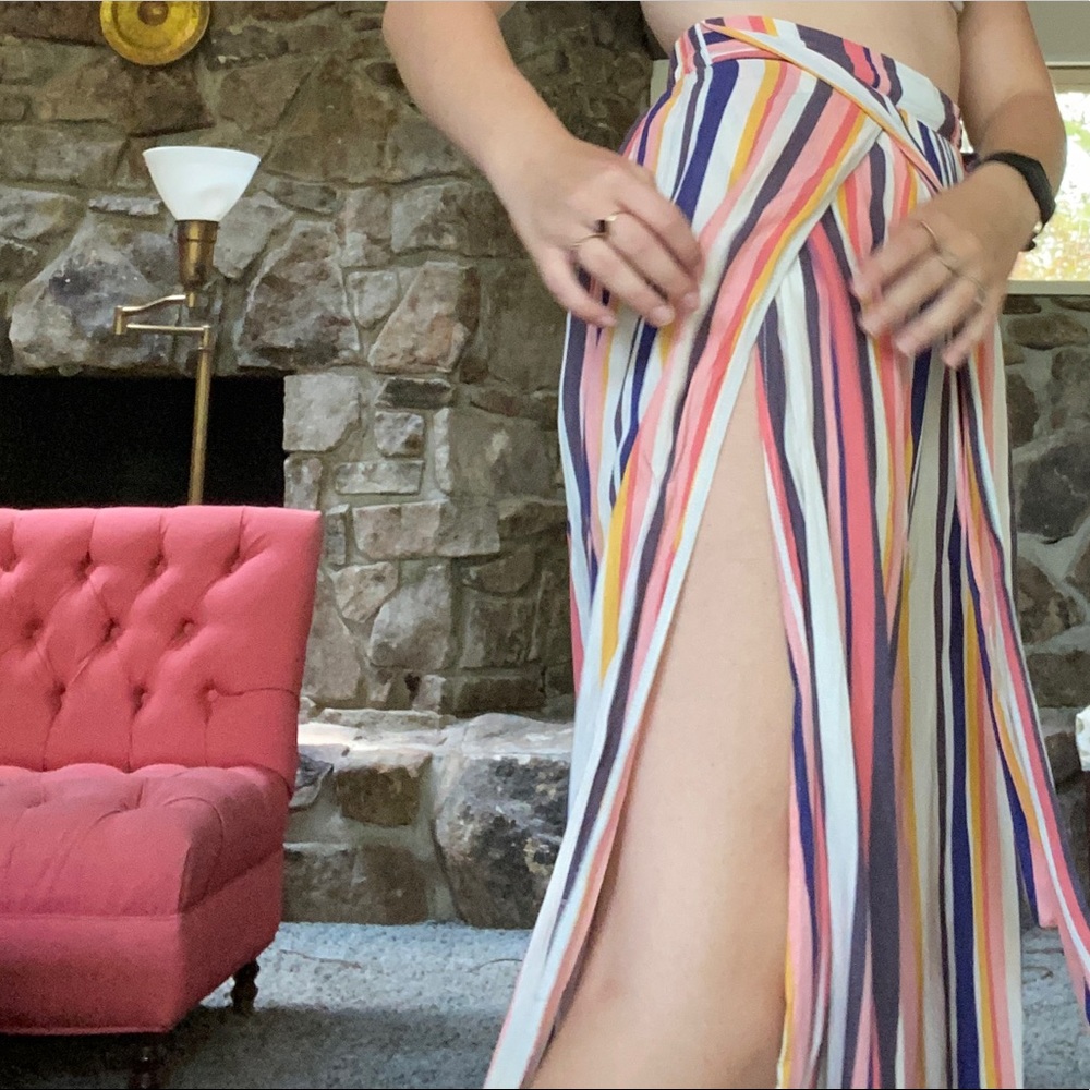 Stripped slit pants